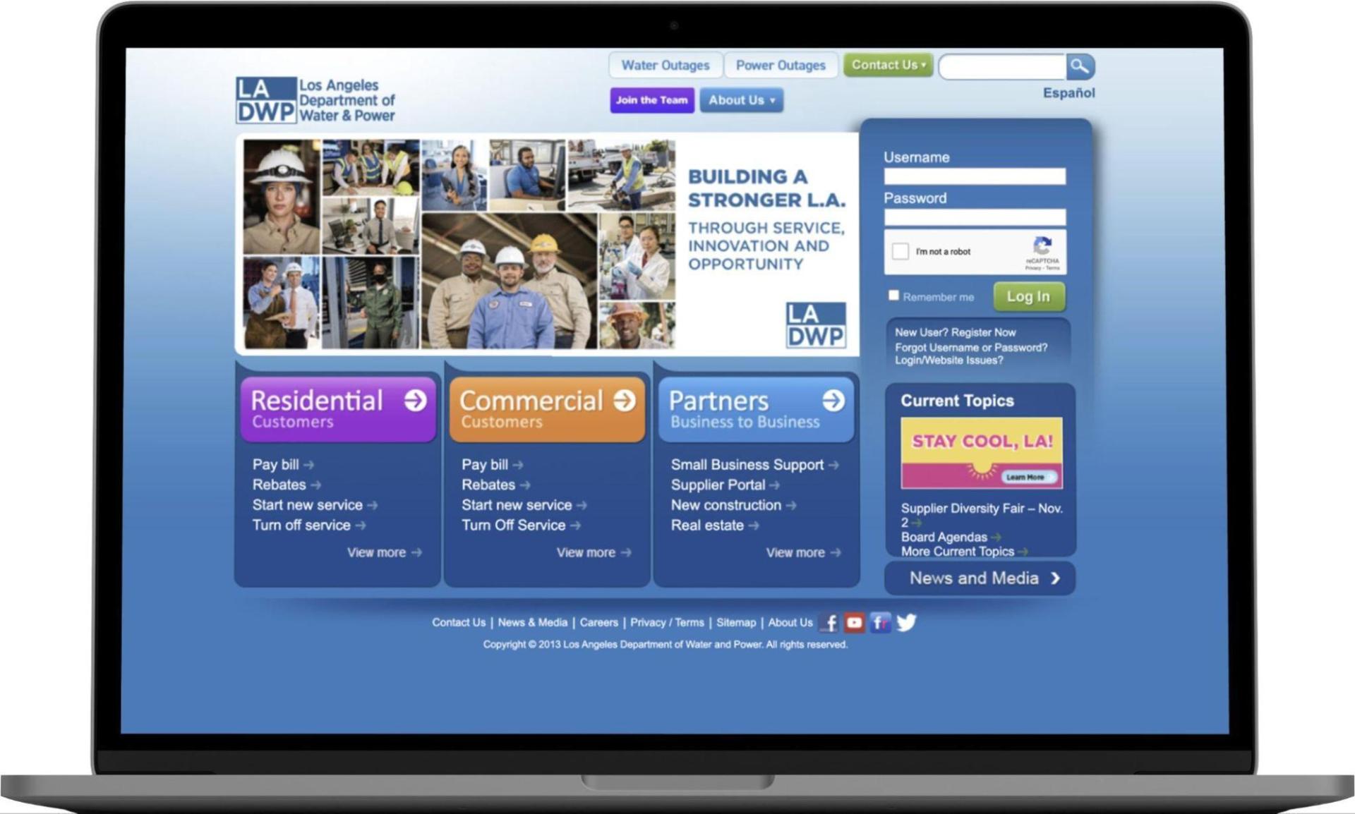 LADWP website before the redesign