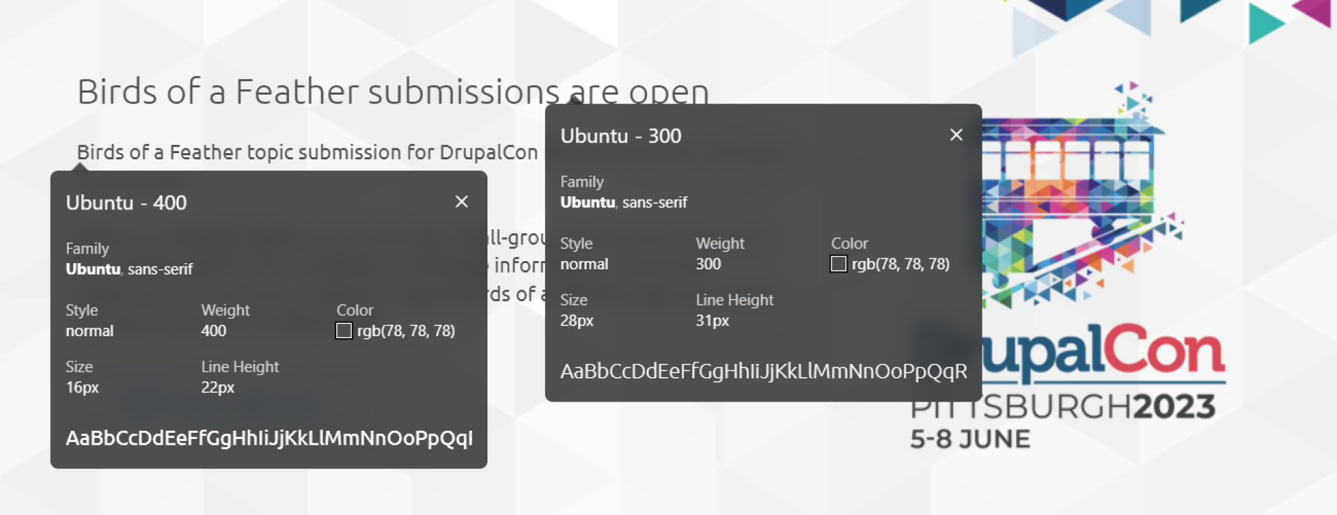 Old Drupal.org fonts