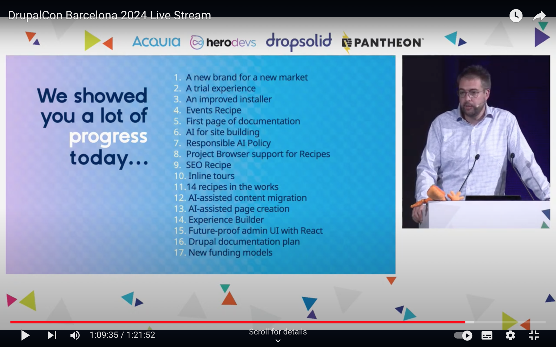 A recap on what he has covered on 40th Driesnote during DrupalCon Europe 2024