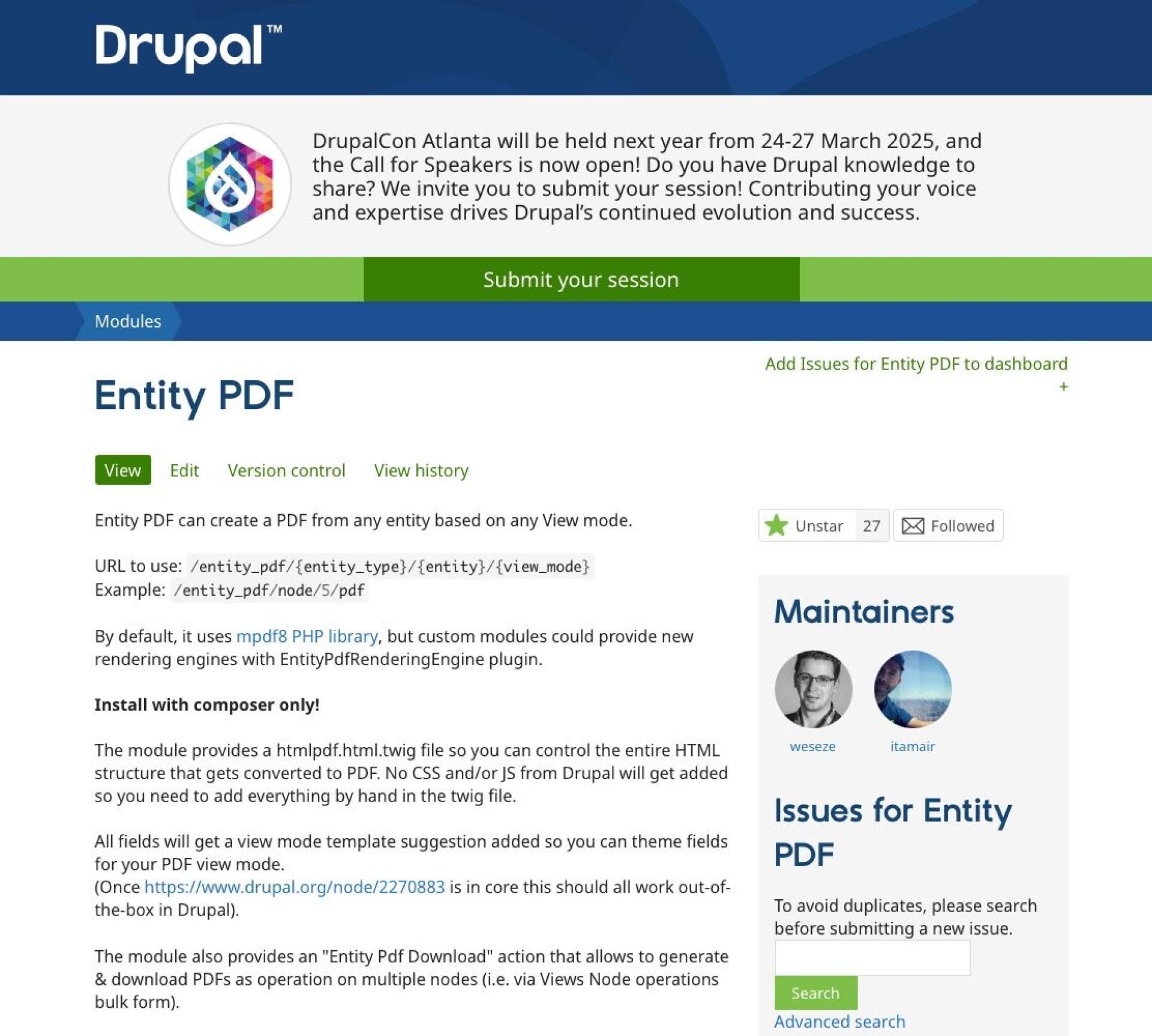 Entity PDF module