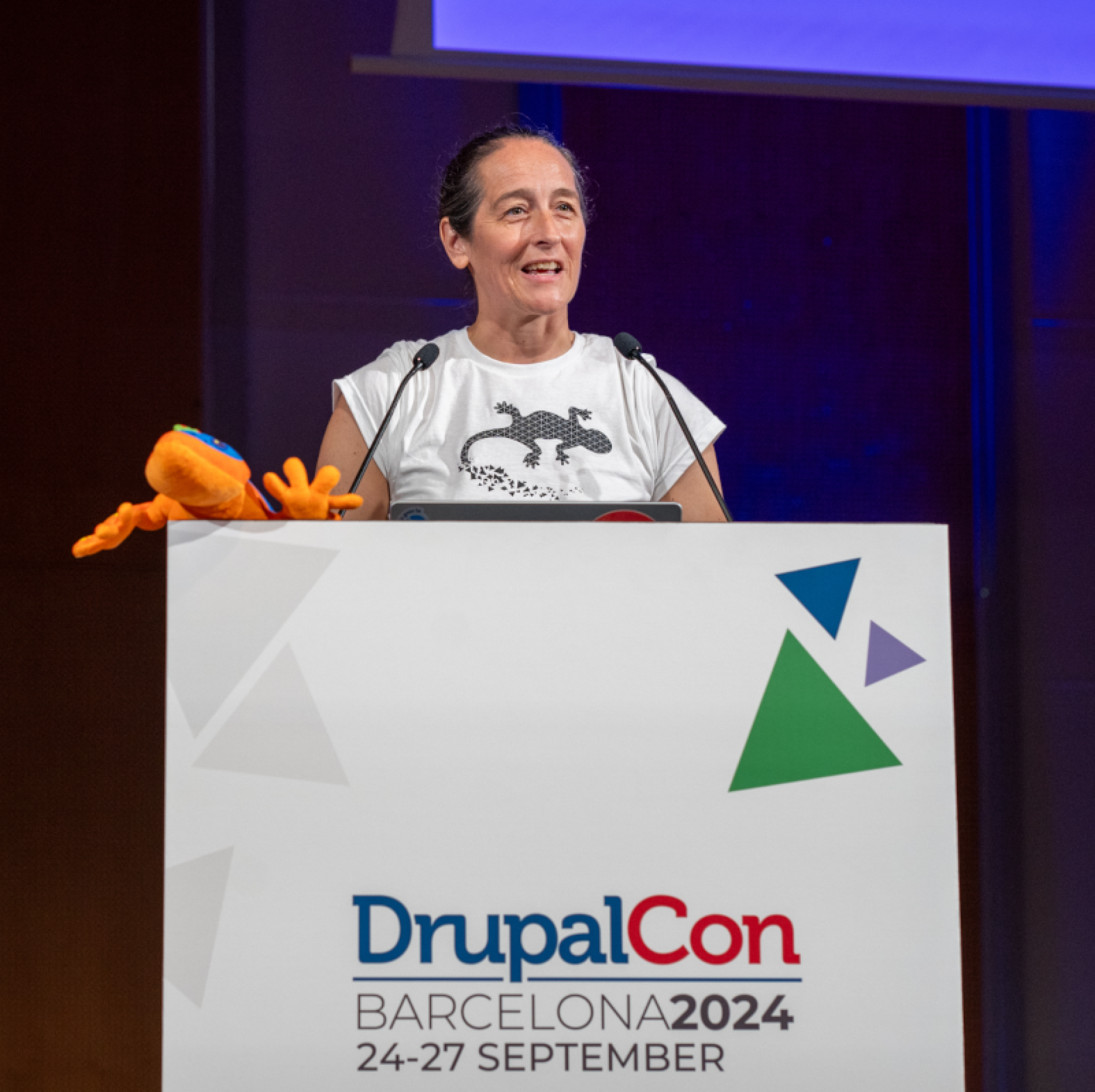 Emma Horrell speaking at DrupalCon Barcelona 2024 | Image Credits: Paul Johnson