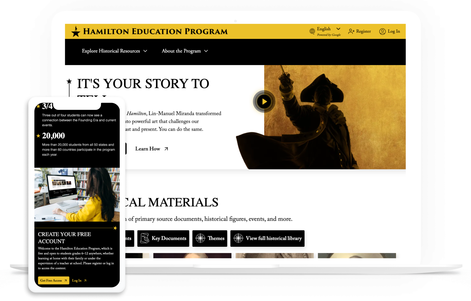 Hamilton website in desktop and mobile