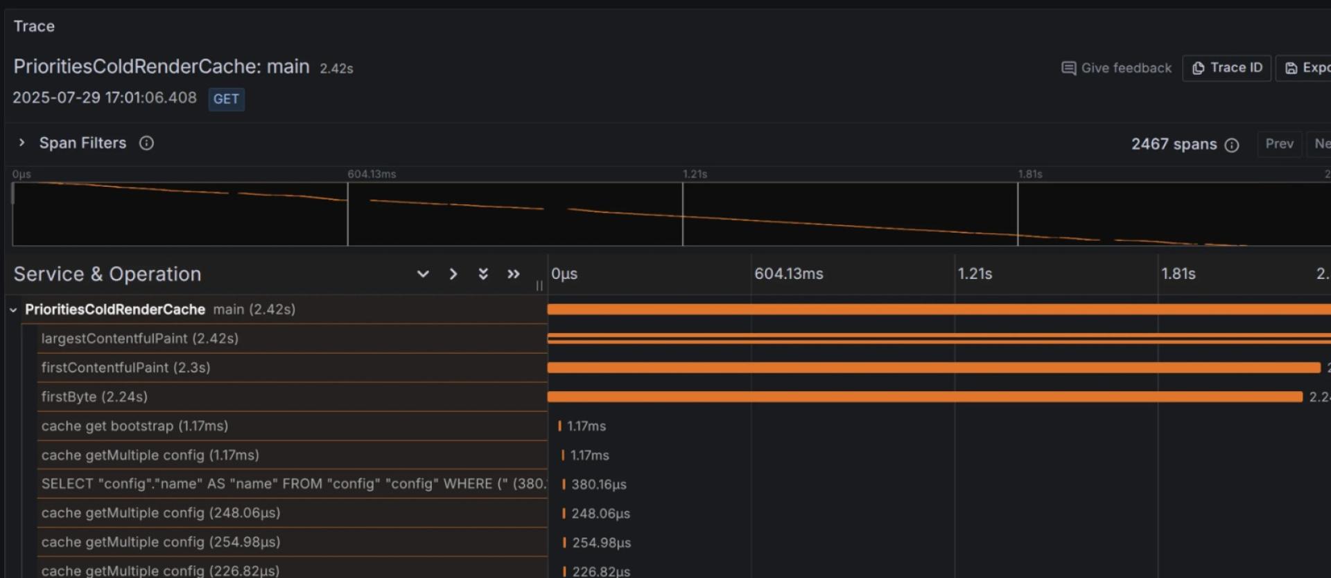Gander Performance Tracing to Identify Bottlenecks