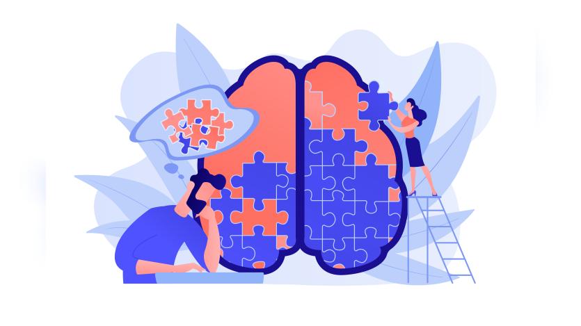 man and woman solving brain puzzle