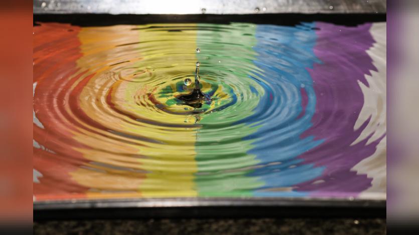 Pride Month: Water ripples in rainbow colours