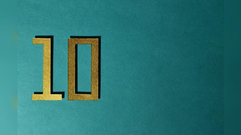 gold paper cut out of number 10