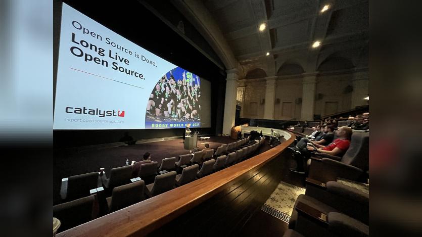A person taking session inside at the Embassy Theatre