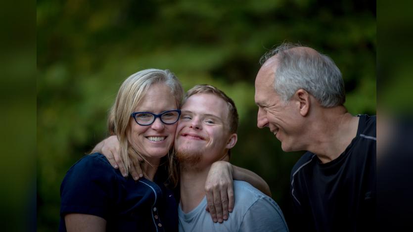 Special needs child with family