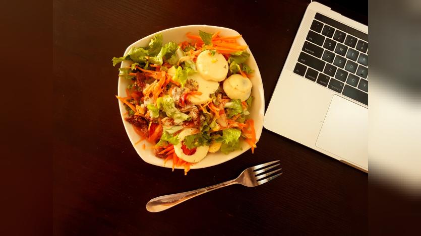 Lunch near laptop