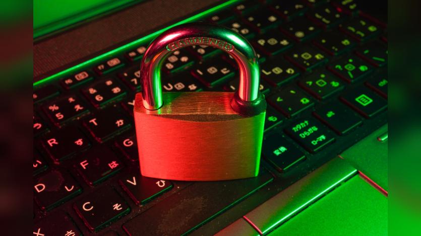Padlock on computer keyboard