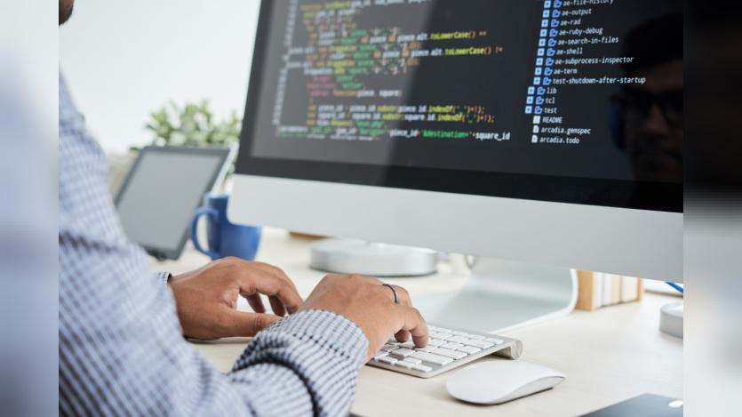 a man coding