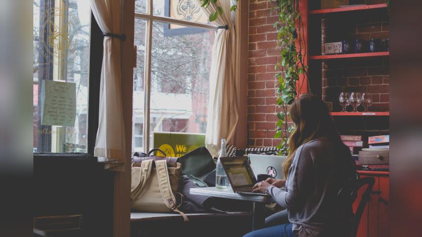 a women working in computer