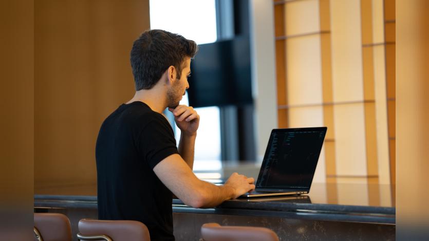 a person working in computer