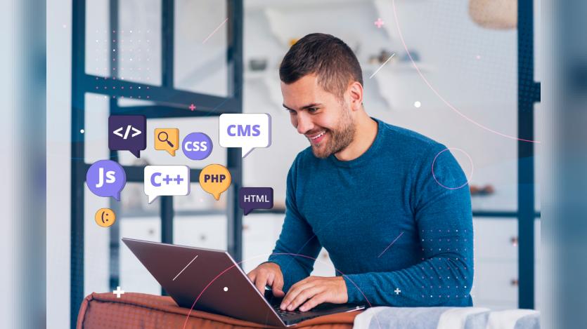 person in front of computer working html