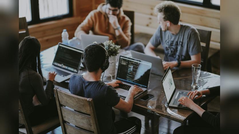 people working in computer