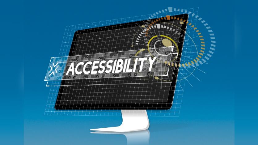 computer screen with accessbility word graphic popup