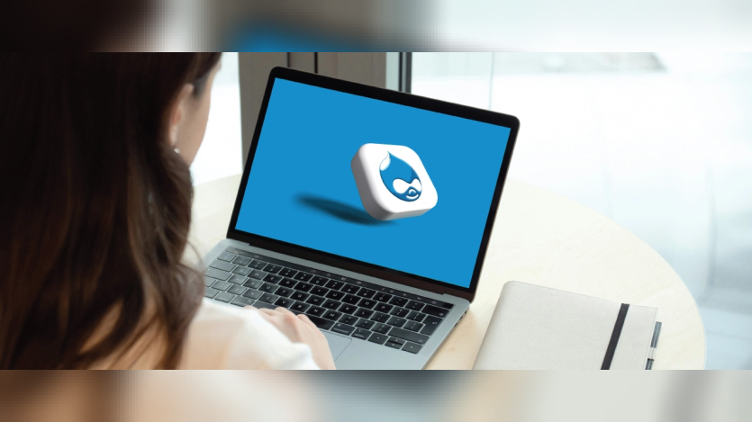 Drupal logo on screen