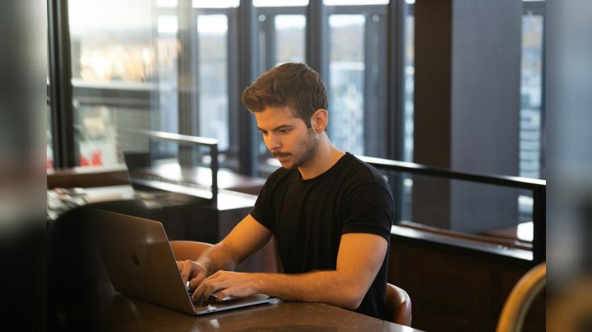 a person working in computer