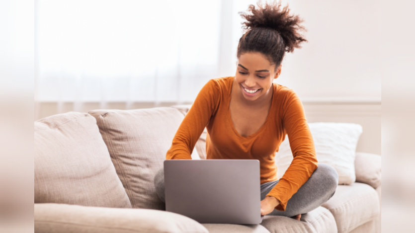woman working on laptop