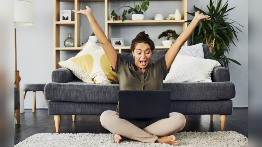 woman cheering