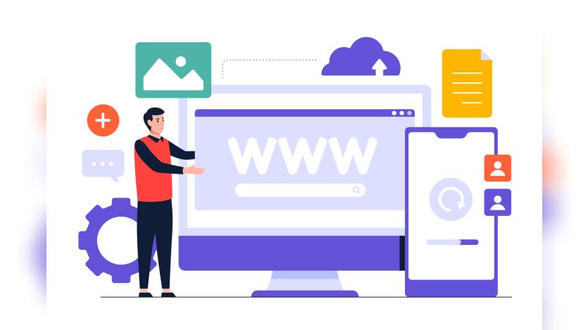 Hand drawn flat design homepage illustration