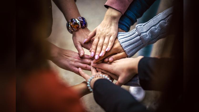 Many hand together