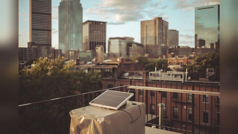 Solar panel on roofdeck