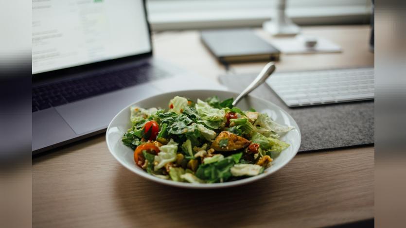 Salad and laptop