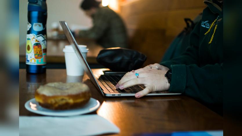 woman working in laptop