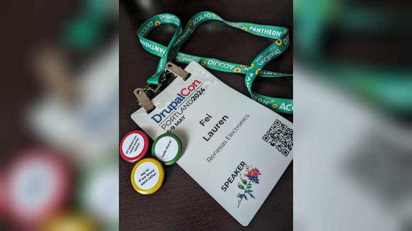 Fei Lauren's tag with sunflower lanyard