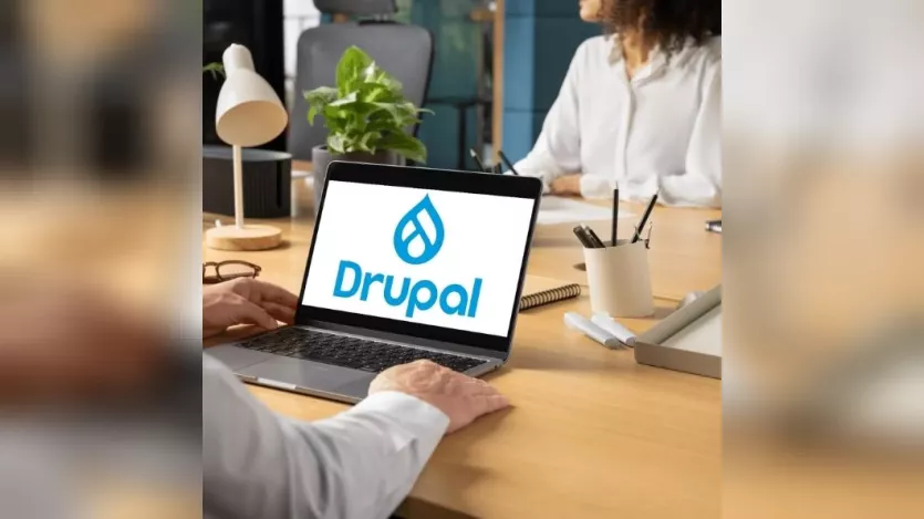 Drupal logo on laptop
