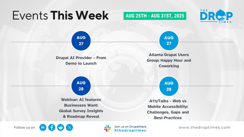 Upcoming Drupal Events: Webinars, Training & Meetups (Aug 25 – AUG 31 2025)