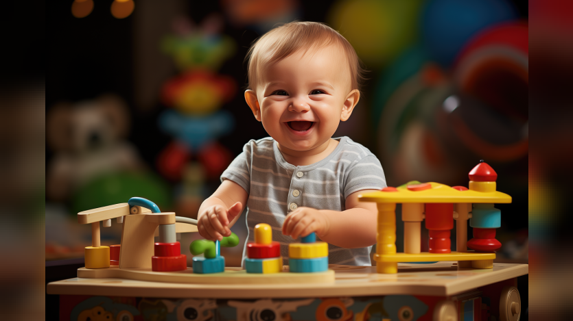 Baby playing with toys