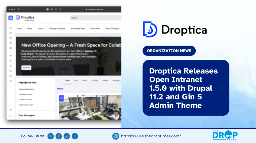Droptica Releases Open Intranet 1.5.0 with Drupal 11.2 and Gin 5 Admin Theme