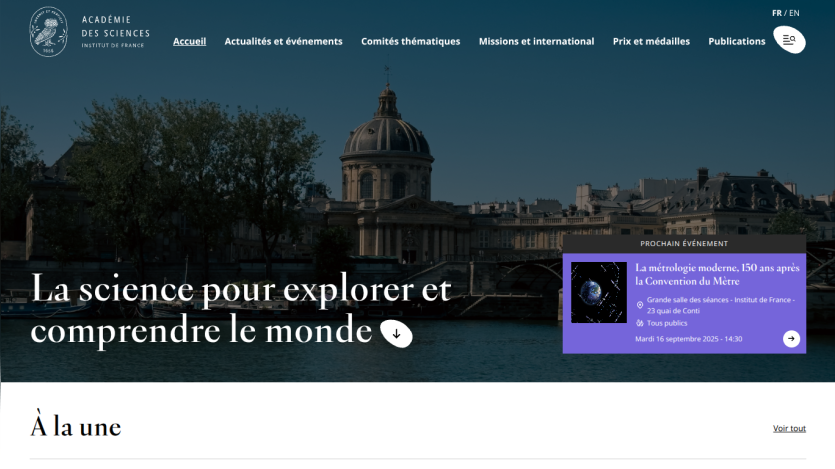 Homepage of a science museum featuring a tagline about exploration and understanding the world.