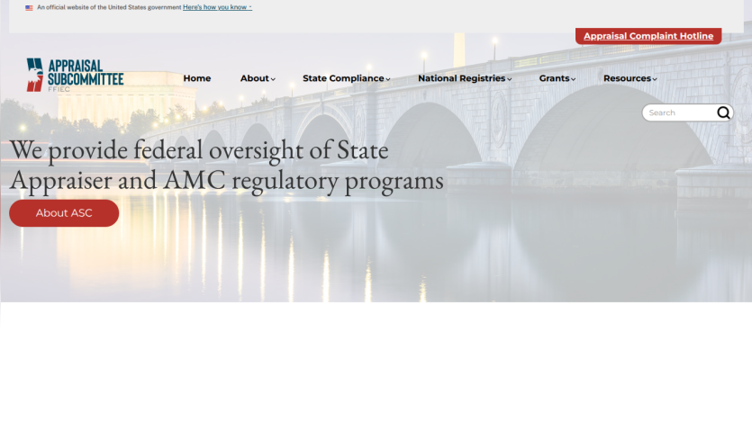 Federal oversight of State Appraiser and AMC regulatory programs with navigation and search