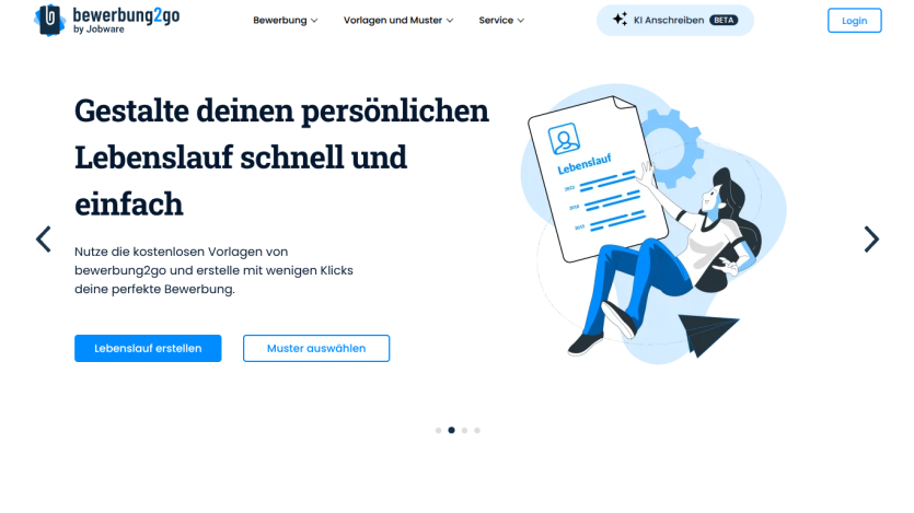 Website offering quick and easy personal resume creation with free templates and buttons to create or select a resume.
