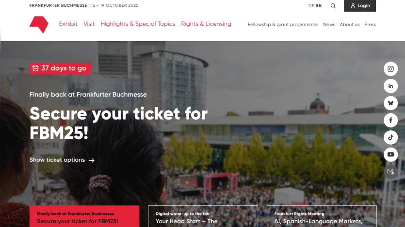 Countdown to FBM25 with ticket purchase prompt and event details.