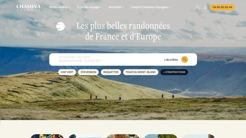 Travel website offering the most beautiful hikes in France and Europe with search options and destination tags