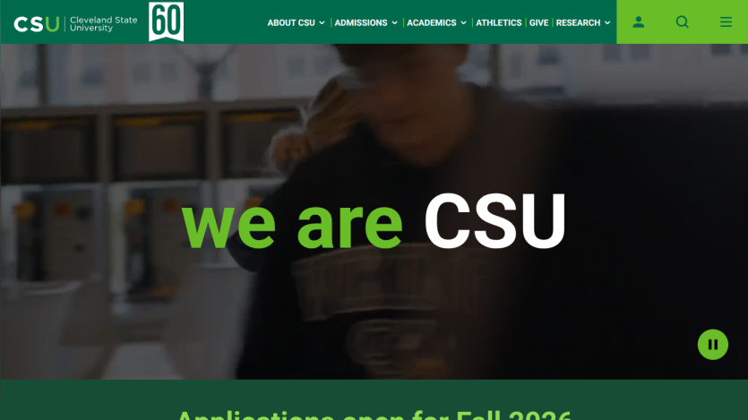 CSU website header with 'we are CSU' and application information for Fall 2026.
