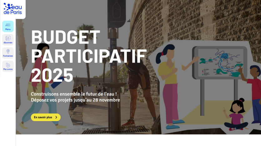 Budget Participatif 2025 campaign inviting project submissions for the future of water in Paris