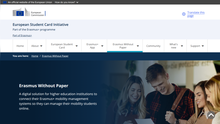 Erasmus Without Paper digital solution for higher education to manage Erasmus+ mobility students online