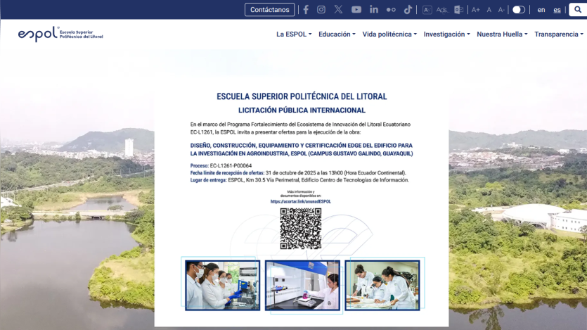 Homepage of a polytechnic school with information and images related to education.