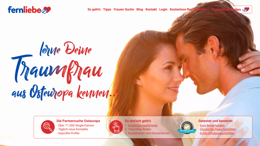 Dating site homepage to meet your dream woman from Eastern Europe with registration and success stories