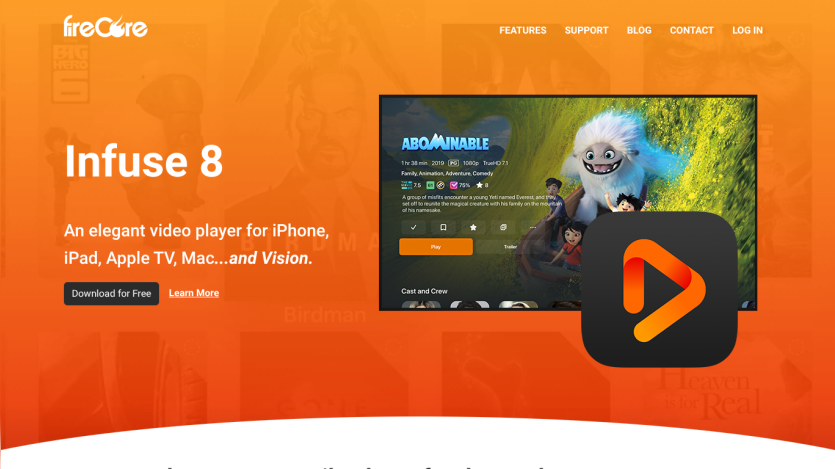 FireCore Infuse 8 video player for iPhone, iPad, Apple TV with download and learn more options