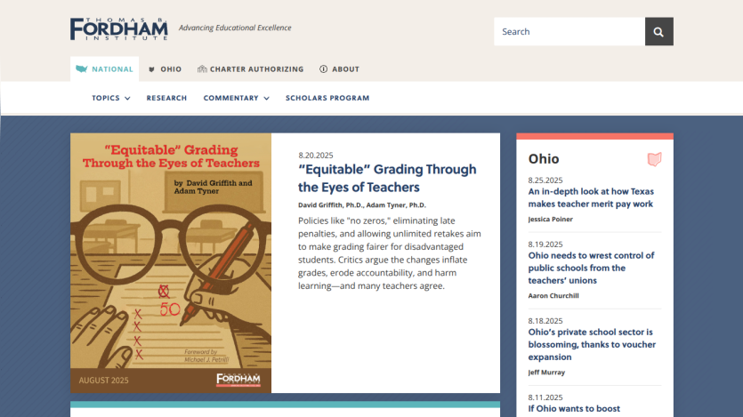 Fordham website featuring article on equitable grading practices for teachers.