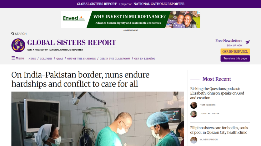 News article on India-Pakistan border hardships with image of medical personnel attending a patient