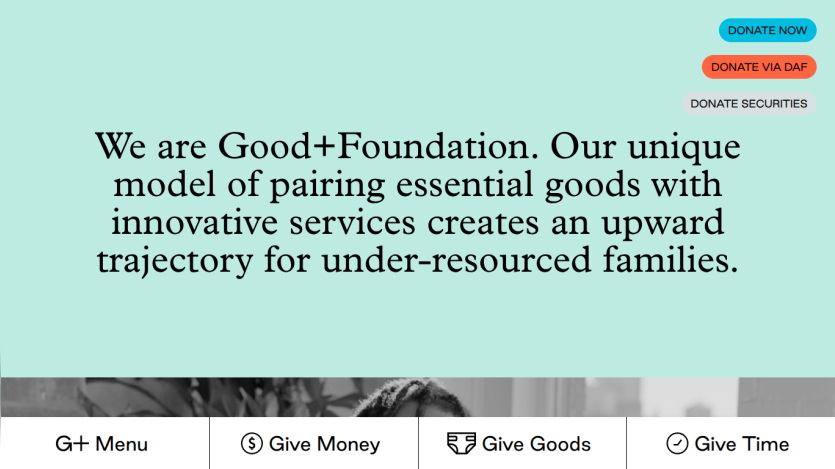 Homepage header with navigation menu and hero section featuring a promotional banner and call-to-action button