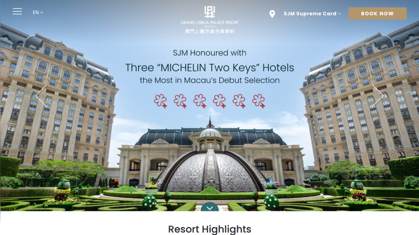 Grand Lisboa Palace Resort Macau highlights three Michelin Two Keys hotels in Macau's debut selection