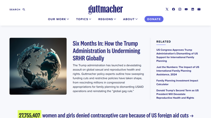 Article on the impact of the Trump Administration on global reproductive health rights.